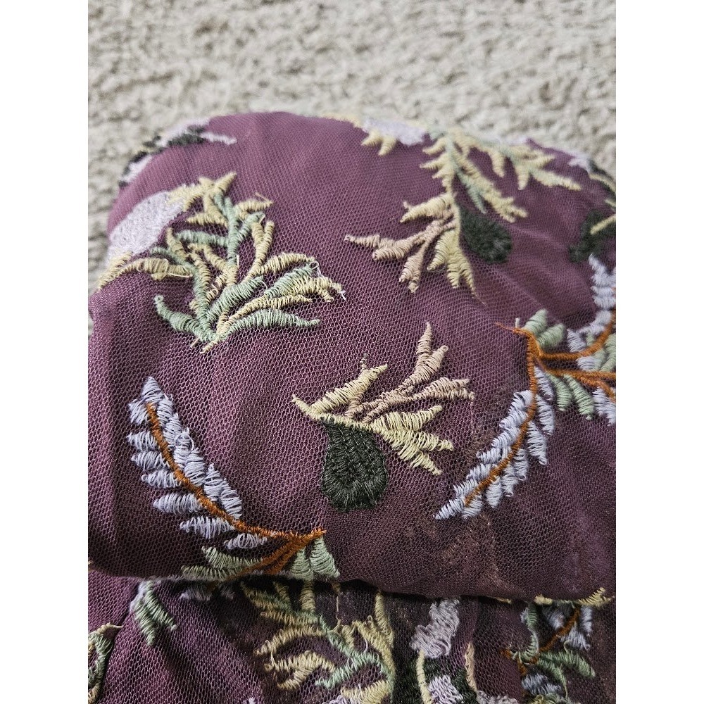 Sundance Floral Embroidered Mesh V-Neck Tank Top Plum Purple Women Large - Picture 7 of 10